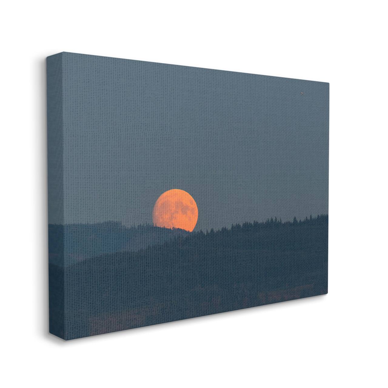 Stupell Industries Orange Moon over Dark Mountain Tree Forest Canvas Wall Art